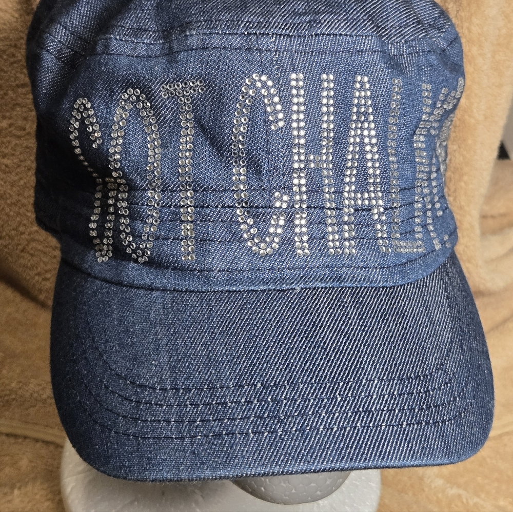 Denim Cap with Embroidered Text - Picture 9 of 14